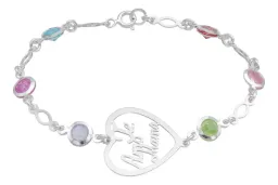 Pulsera Plata .925 Piedra Natural Multicolor para Mujer 18cm - Imagen 2