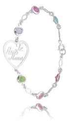 Pulsera Plata .925 Piedra Natural Multicolor para Mujer 18cm - Imagen 3