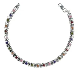 Pulsera Plata 925 con Zirconias Multicolor Diseño Moderno para Mujer - Imagen 1