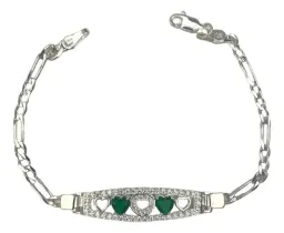 Pulsera Plata 925 Corazón con Zirconia Verde - Imagen 1