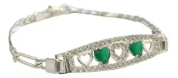 Pulsera Plata 925 Corazón con Zirconia Verde - Imagen 2