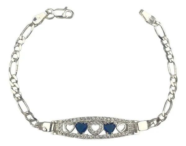 Pulsera de plata .925 azul zirconia corazon ajustable — Joyaris