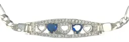 Pulsera Corazón Zirconias Azules Plata Ley .925 Ajustable - Imagen 2