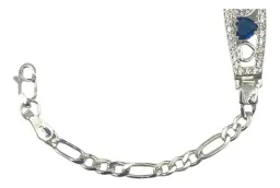 Pulsera Corazón Zirconias Azules Plata Ley .925 Ajustable - Imagen 3