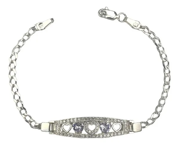Pulsera de plata .925 zirconias blancas corazon ajustable — Joyaris