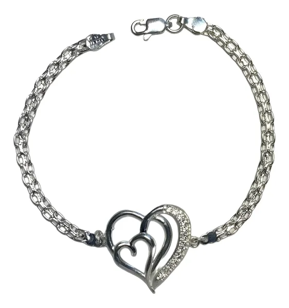 Pulsera Plata Ley 925 Dije Corazón Grande Artesanal Mexicana - Imagen 1
