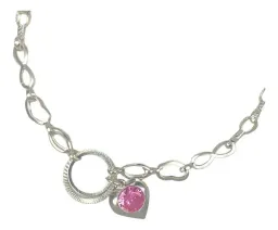 Pulsera Plata 925 Corazón Infinito Ajustable Tono Rosa - Imagen 2