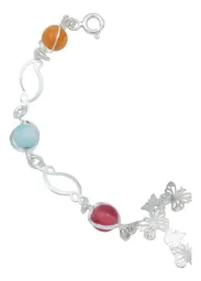 Pulsera Plata 925 Corazón Mariposas con Cuarzo Multicolor - Imagen 2