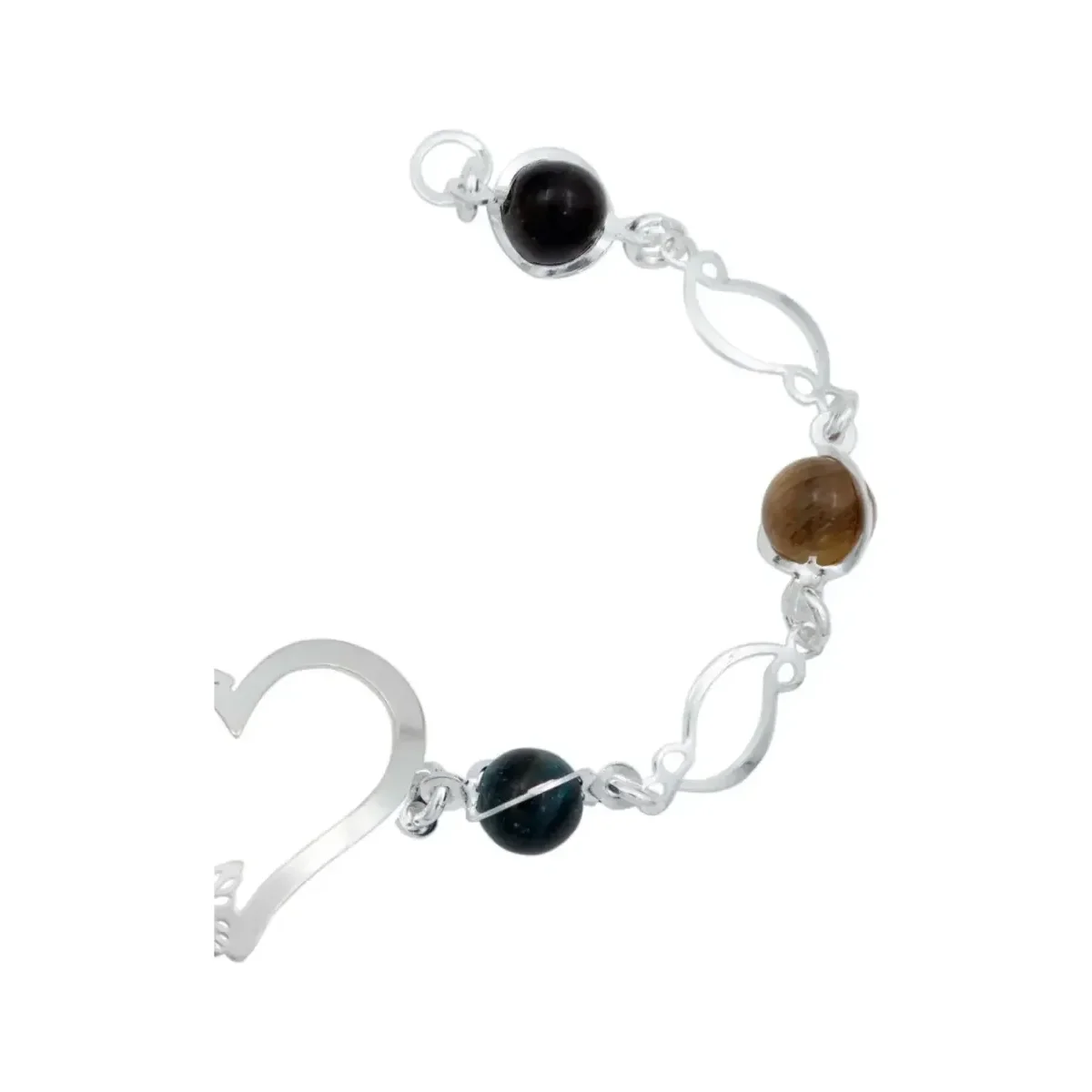 Pulsera de Plata 925 con Corazón, Mariposas y Cuarzo Multicolor - Imagen 3
