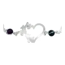 Pulsera de Plata 925 con Corazón, Mariposas y Cuarzo Multicolor - Imagen 4