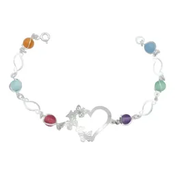 Pulsera Plata 925 Corazón Mariposas con Cuarzo Multicolor - Imagen 1