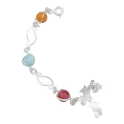 Pulsera Plata 925 Corazón Mariposas con Cuarzo Multicolor - Imagen 2