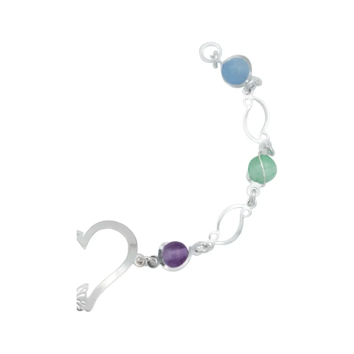 Pulsera Plata 925 Corazón Mariposas con Cuarzo Multicolor - Imagen 3