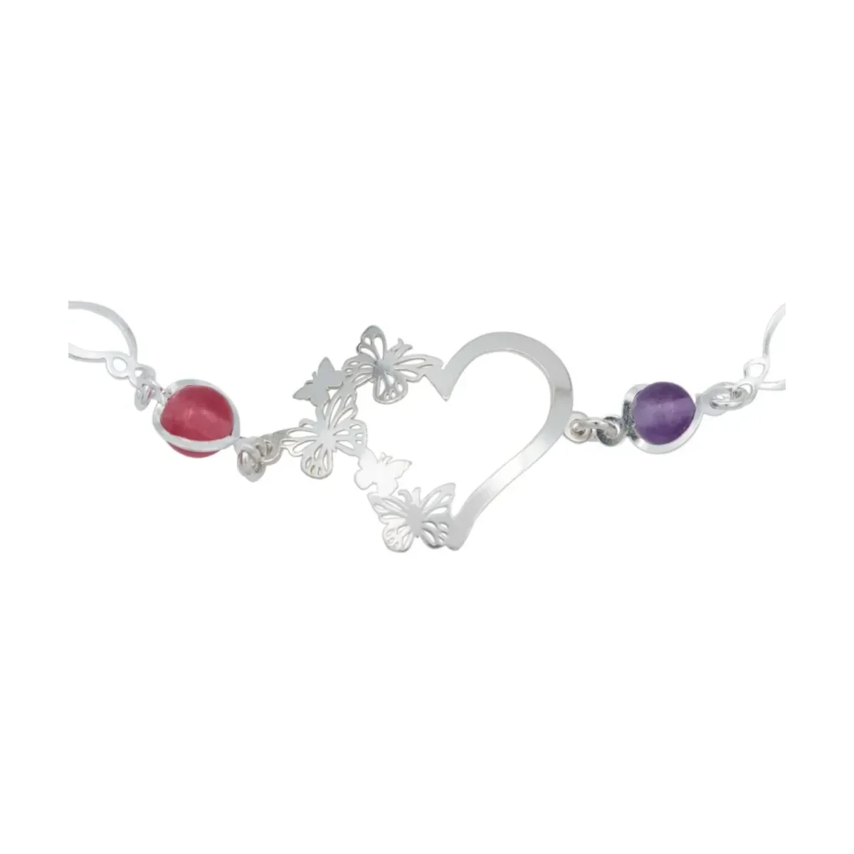 Pulsera Plata 925 Corazón Mariposas con Cuarzo Multicolor - Imagen 4