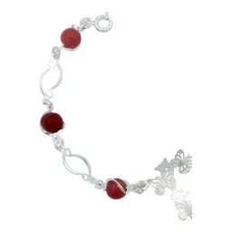Pulsera Plata 925 Corazón Mariposas con Cuarzo Rojo Genuino - Imagen 2