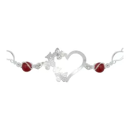 Pulsera Plata 925 Corazón Mariposas con Cuarzo Rojo Genuino - Imagen 4