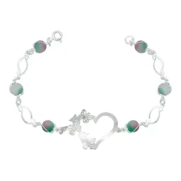 Pulsera Plata 925 Corazón Mariposas Tricolor con Cuarzo Natural para Mujer - Imagen 1