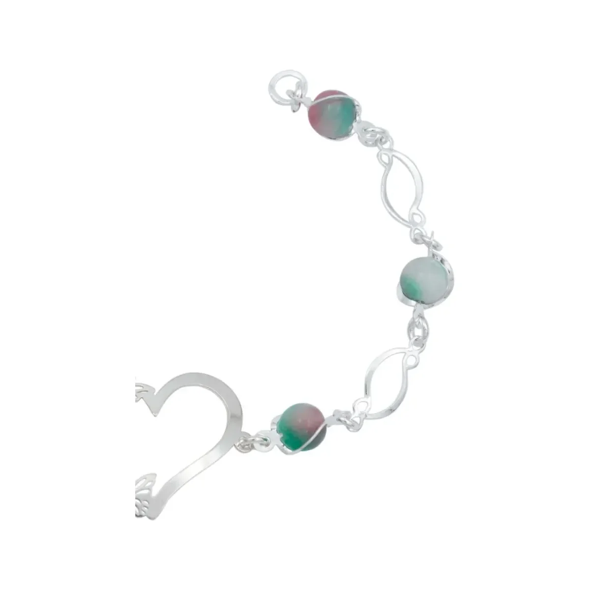 Pulsera Plata 925 Corazón Mariposas Tricolor con Cuarzo Natural para Mujer - Imagen 3