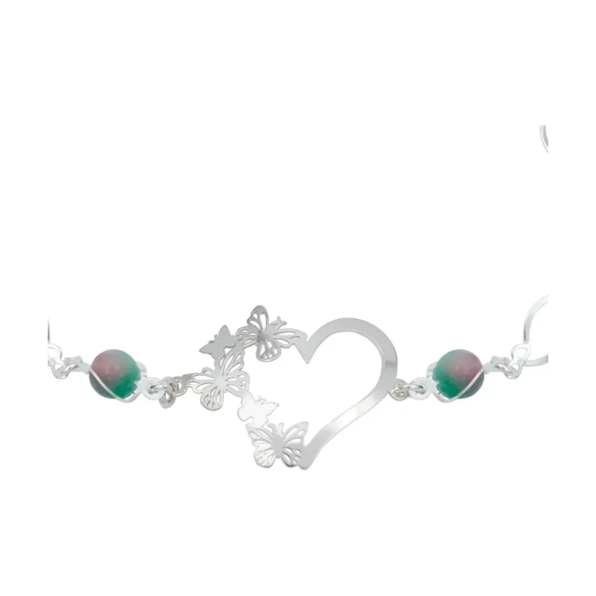 Pulsera Plata 925 Corazón Mariposas Tricolor con Cuarzo Natural para Mujer - Imagen 4