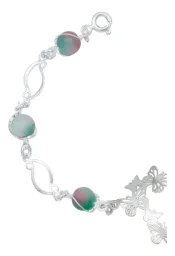Pulsera Plata 925 Corazón Mariposas Tricolor con Cuarzo Natural para Mujer - Imagen 2