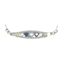Pulsera Corazón Zirconias Azules Plata Ley .925 Ajustable - Imagen 2