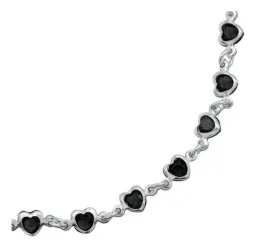 Pulsera Plata 925 Corazones con Zirconia Negra - Imagen 3