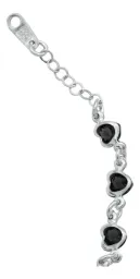 Pulsera Plata 925 Corazones con Zirconia Negra - Imagen 5