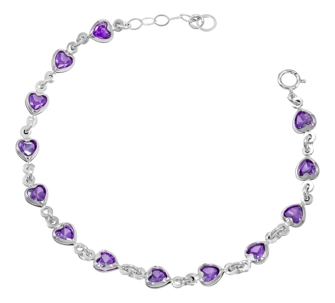 Pulsera de plata .925 violeta zirconia ajustable — Joyaris