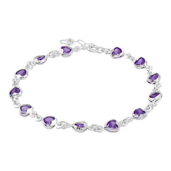 Pulsera de plata .925 violeta zirconia ajustable — Joyaris