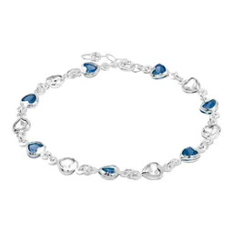 Pulsera Plata 925 Corazones Zirconias Azules y Blancas para Mujer - Imagen 1