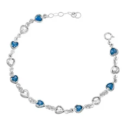 Pulsera Plata 925 Corazones Zirconias Azules y Blancas para Mujer - Imagen 2