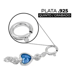 Pulsera Plata 925 Corazones Zirconias Azules y Blancas para Mujer - Imagen 3