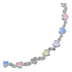 Pulsera Plata 925 Corazones Entrelazados con Zirconias Multicolor - Imagen 3