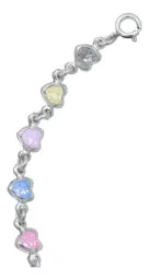 Pulsera Plata 925 Corazones Entrelazados con Zirconias Multicolor - Imagen 4