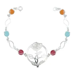 Pulsera Plata 925 Cuarzo Multicolor Diseño Floral 18.5cm - Imagen 1