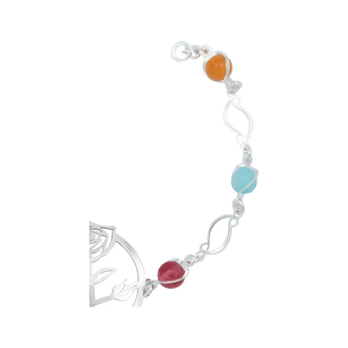 Pulsera Plata 925 Cuarzo Multicolor Diseño Floral 18.5cm - Imagen 3
