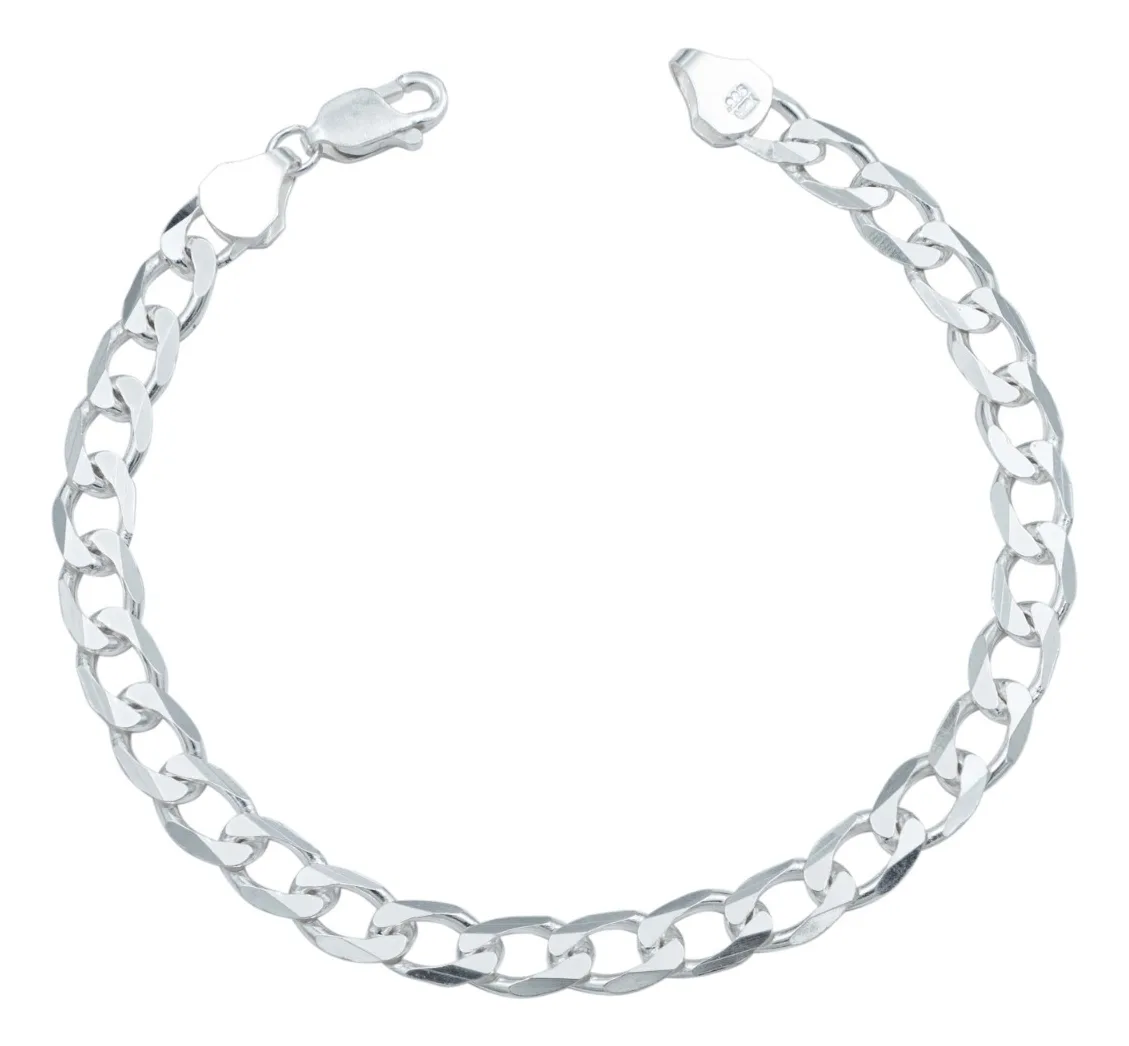 Pulsera de plata .925 plateado cubana gruesa lisa para hombre — Joyaris