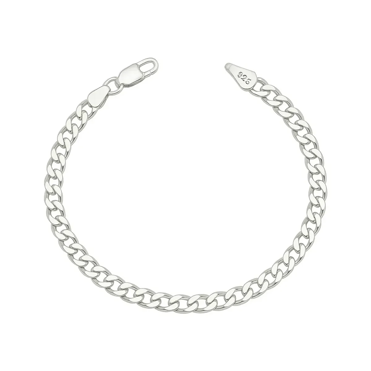 Pulsera de cadena cubana barbada de Plata .925 para hombre, 4mm de ancho, diseño clásico de eslabones pulidos, accesorio masc