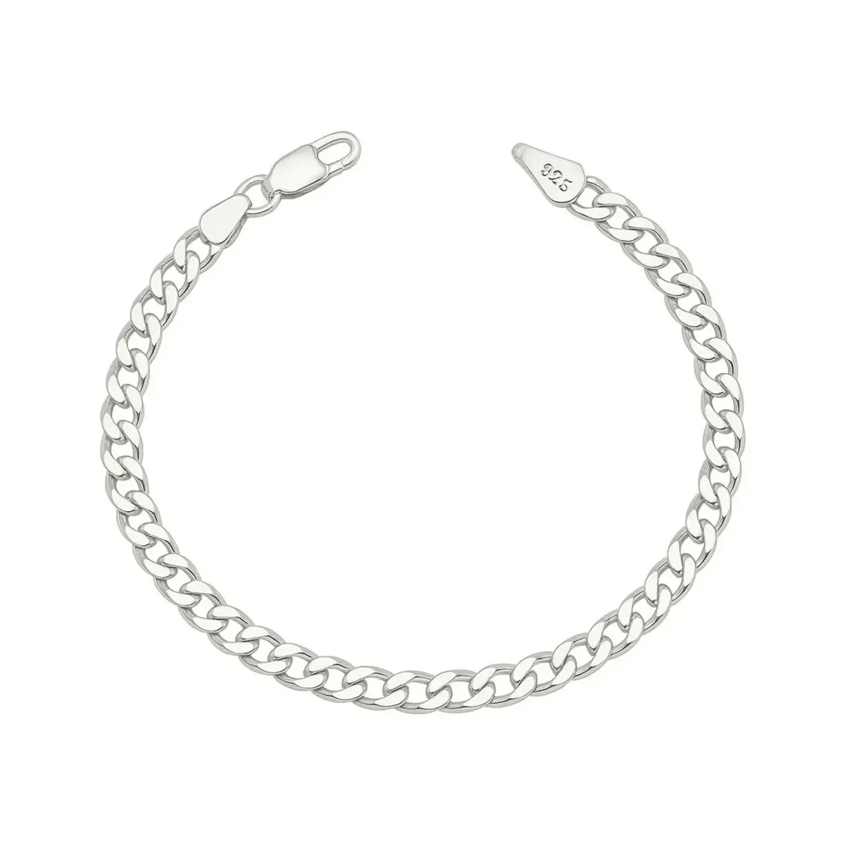 Pulsera Esclava Plata .925 Hombre, cadena cubana barbada maciza y brillante. Diseño de eslabones sólido, elegante y duradero.