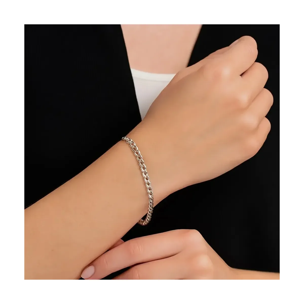 Pulsera Esclava Plata 925 Cadena Cubana Barbada Hombre - Imagen 3
