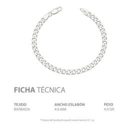 Pulsera Esclava Plata 925 Cadena Cubana Barbada Hombre - Imagen 3