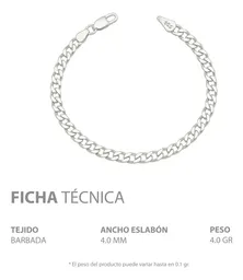 Pulsera Esclava Plata 925 Cadena Cubana Barbada Hombre - Imagen 4