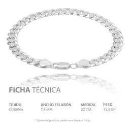 Pulsera Plata 925 Cadena Cubana Cerrada para Hombre - Imagen 8