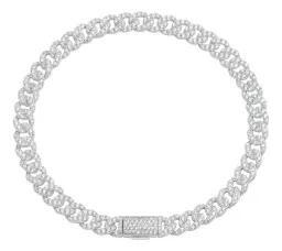Pulsera Plata 925 Cubana Hombre con Zirconia Transparente 20cm - Imagen 1