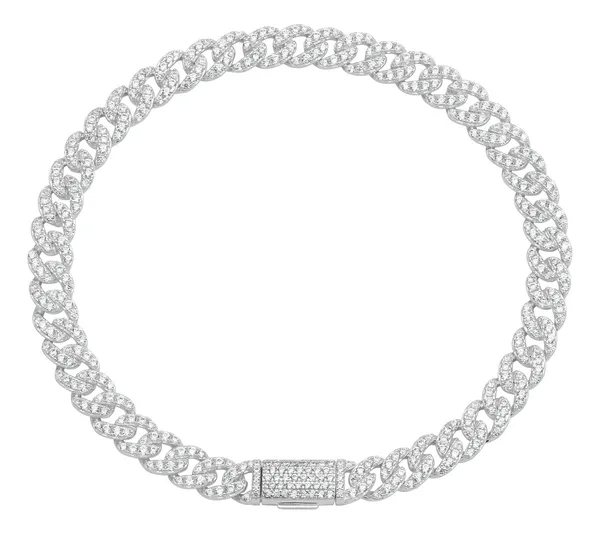 Pulsera de plata .925 blanca zirconias diseno Cubana Miami — Joyaris