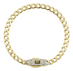 Pulsera Oro 10k Cubana con Zirconias 18cm - Imagen 1