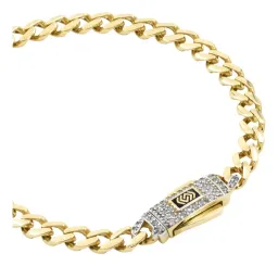 Pulsera Oro 10k Cubana con Zirconias 18cm - Imagen 3