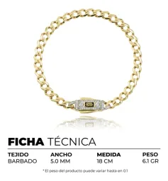 Pulsera Oro 10k Cubana con Zirconias 18cm - Imagen 7
