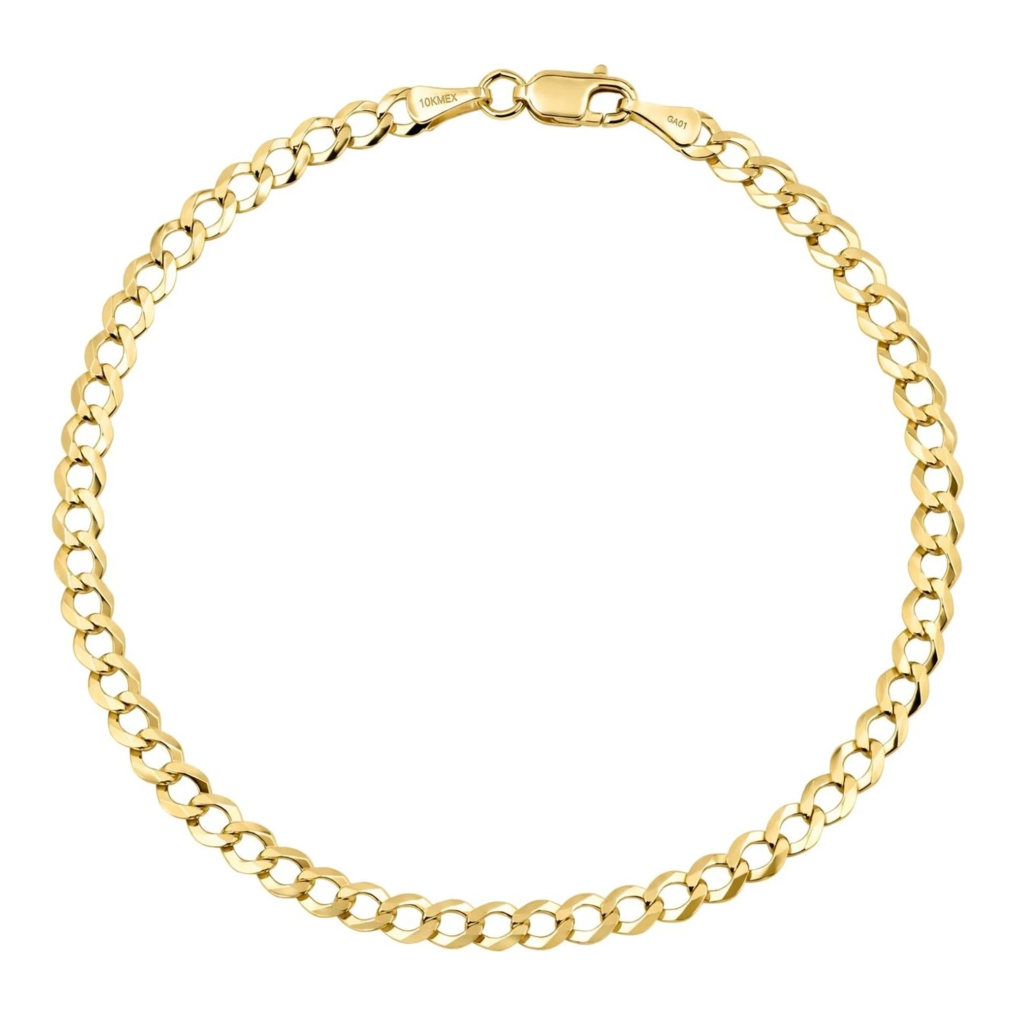 Pulsera cubana de oro 10k de 22 cm y 4 mm acabado liso con broche mosquetón - Joyaris joyería mexicana