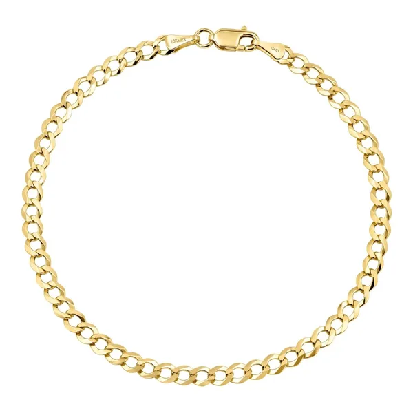 Pulsera cubana de oro 10k de 22 cm y 4 mm acabado liso con broche mosquetón - Joyaris joyería mexicana